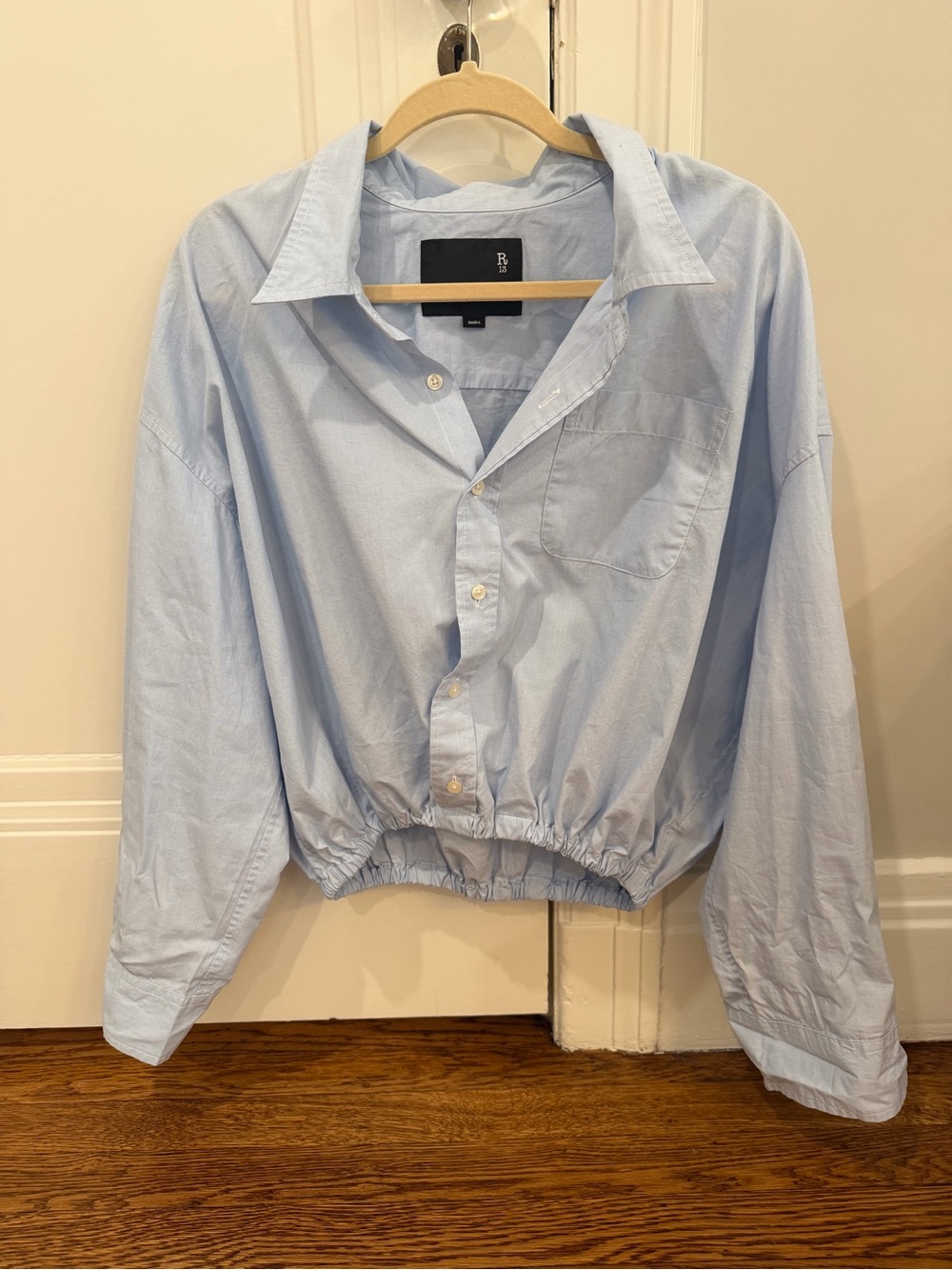 R13 Gathered Cropped Button Front Top $450 Retail NWOT - Picture 3 of 6